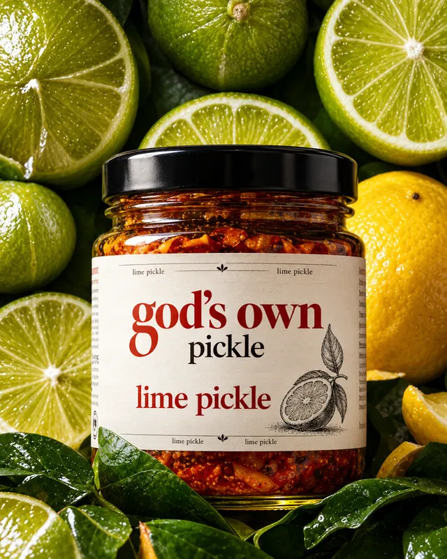 God’s Own Lime Pickle jar with lime and spices